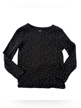 H&M Girls Black Polka Dot Long Sleeve Shirt | 4-6Y